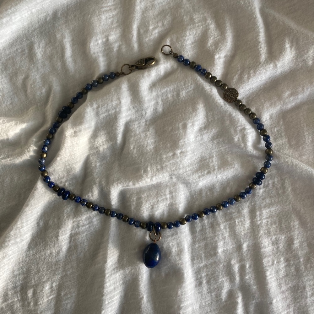 Gorgeous lapis and brass bead necklace - Picture 4 of 4